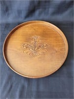 Round Etched Wooden Tray