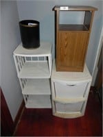 Small Stand, 2-Drawer Plastic Bin, Trash Can,