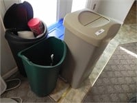 Lot of Trash Cans, Tote and Contents