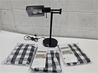 Buffalo Check Window Treatments & Desk Lamp