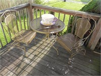 Patio Set - Table, 2 Chairs, Teacup Planter, Rain