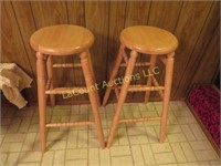 pair wood wooden stools