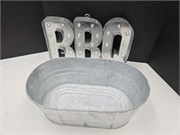 Galvanized Barbeque Sign 16"x9.5" High & Tub