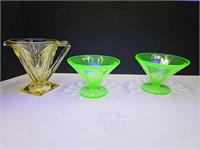 2 Federal Glass Uranium Sherbert / Indiana Glass
