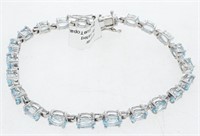 925 Sterling Silver Bracelet - 21 Blue Topaz= 10ct