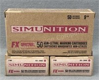 3x - Simunition 9mm Marking Cartridges 50 Rds/Box