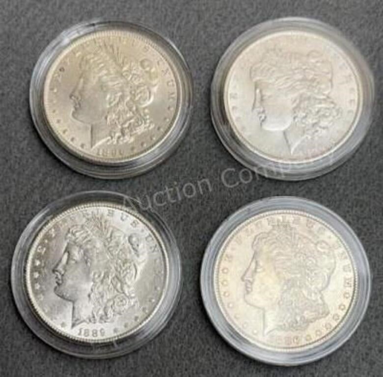 4x - Uncirculated Morgan Silver Dollars