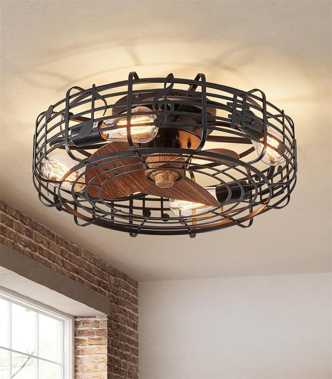 Siljoy Caged Ceiling Fans with Lights and Remote,