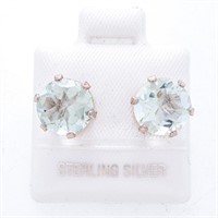 925 Sterling Silver Genuine Green Amethyst Stud Ba