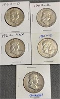 5x - Franklin Half Dollars