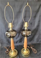 Pair of Mid-Century Smoke Glass Lamps