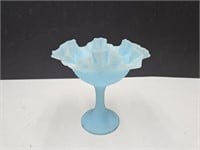 Blue Ruffled 6.5" Wide Compote