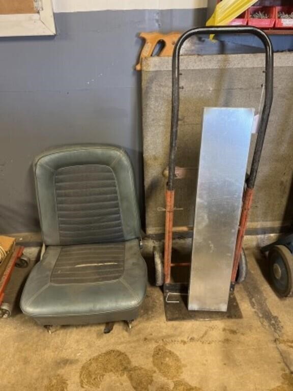 2 Wheel Dollie, Car Seat, & Stainless Steel Box