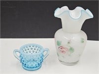 Hobnail Fenton Mini Sugar & 6" Vase