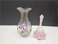 Fenton Glass Bell No Dinger & 8" Vase