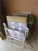 assorted folding lawn chairs