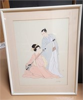 Vintage Watercolor of Asian Couple