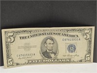 1953 Blue Seal $5 Currency Note