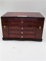 AMAZING WOODEN JEWELRY BOX VERY CLEAN 16X10X10 IN