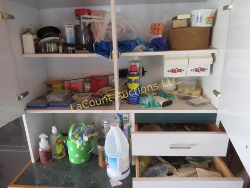 all garage supplies on shelves in drawers l@@k