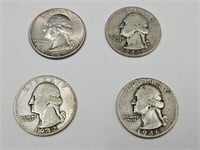 1942,44,46,49 Silver Washington Quarters