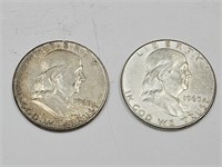 1960 Silver Franklin Half Dollar Coins (2)