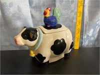 Cow and Rooster Cookie Jar