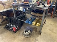 Steel Work Table on Wheels 37"H x 39" x 50" (No