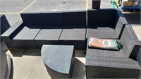 OUTSUNNY L-SHAPED PATIO SET WITH GLASS TABLE