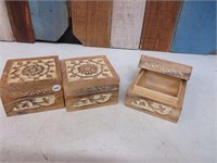 3 Wood Trinket Boxes