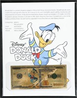 DISNEY Donald Duck 24kt Gold Gilded UNC Replica Co