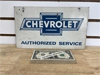 Double sided painted tin Chevrolet authorized