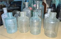 (9) Various Antique Bottles: Baking Powder,