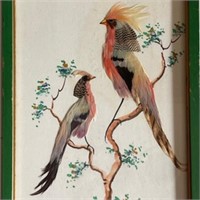 Vintage Original Art of Birds Watercolor and Feath
