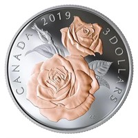 2019 $3 Queen Elizabeth Rose Blossoms - Pure Silve