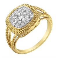 10k Gold-pl .50ct Diamond Cluster Cocktail Ring