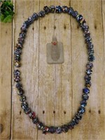 BLACK CANDY GLASS BEADS NECKLACE WITH RING ROCK ST