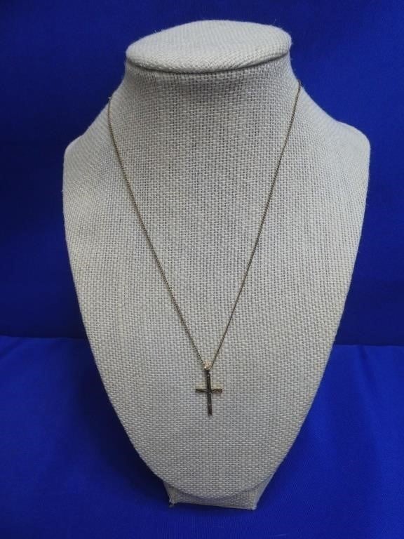10 K Gold Cross On 17" Gold Tone Chain