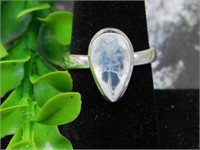 STERLING SILVER RAINBOW MOONSTONE RING ROCK STONE