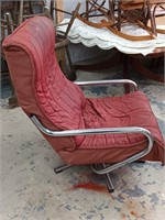 MCM chrome frame swivel armchair as is look at