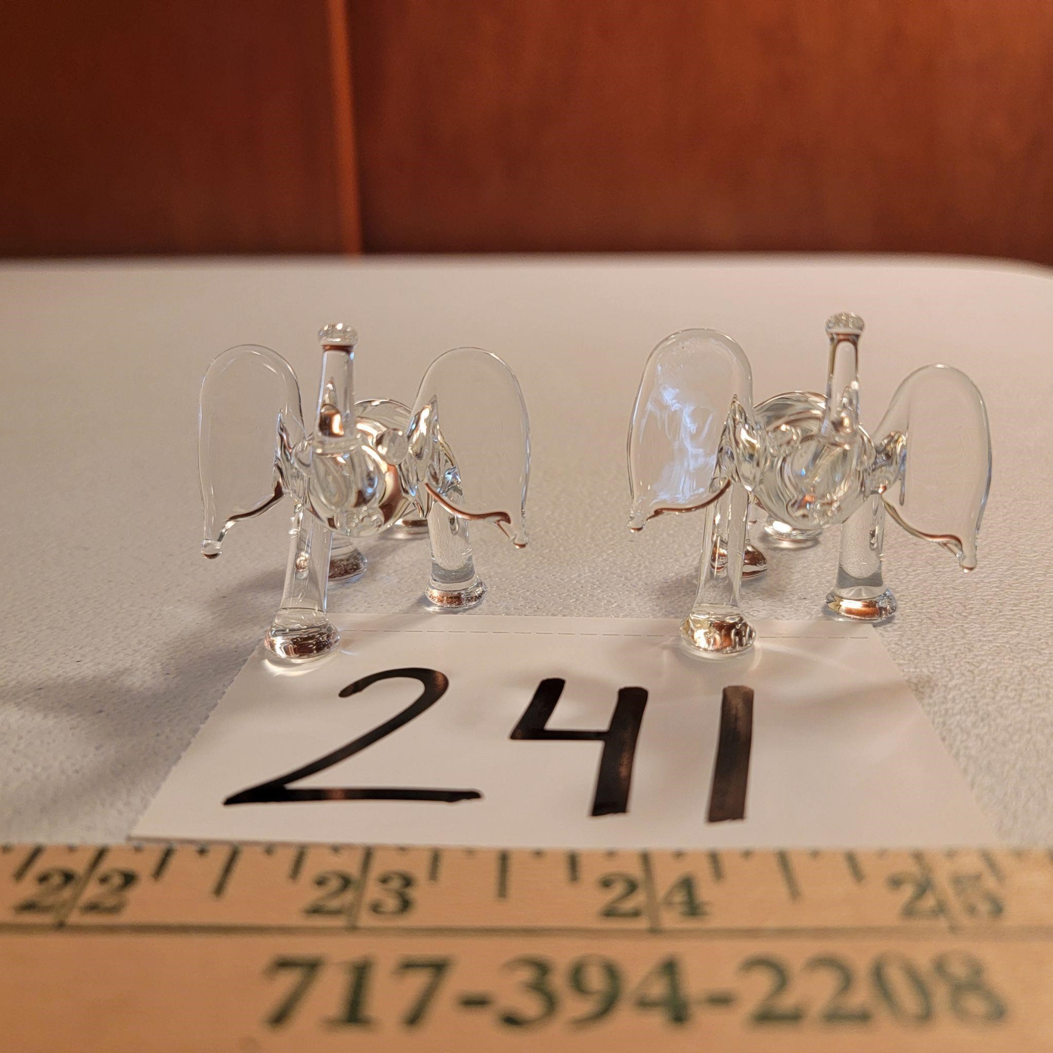 Two Very Small Art Glass Elephants