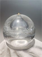 Round Art Glass Bubbled Oil Lamp with Wick