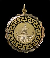 14K Yellow gold Greek pendant, 2.1 grams