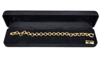 14K Yellow gold 8" fancy chain bracelet, 9.5 grams
