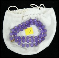14K Yellow gold 24" 8mm amethyst bead necklace