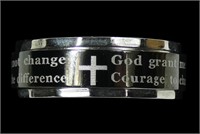 Stainless steel spinner ring with Serenity Prayer,