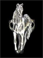 Sterling silver horse figural ring, size 8,