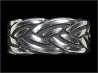 Mexican sterling silver braided design band ring,