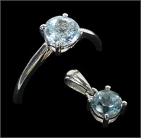 Sterling silver round cut blue topaz solitaire