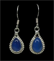 Sterling silver bezel set blue gemstone cabochon